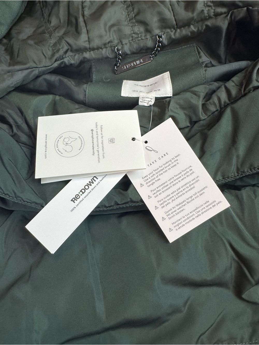 NWT Seraphine Zorah 3-in-1 Down Lined Maternity Parka Coat Khaki Green US 4 READ - Picture 10 of 16
